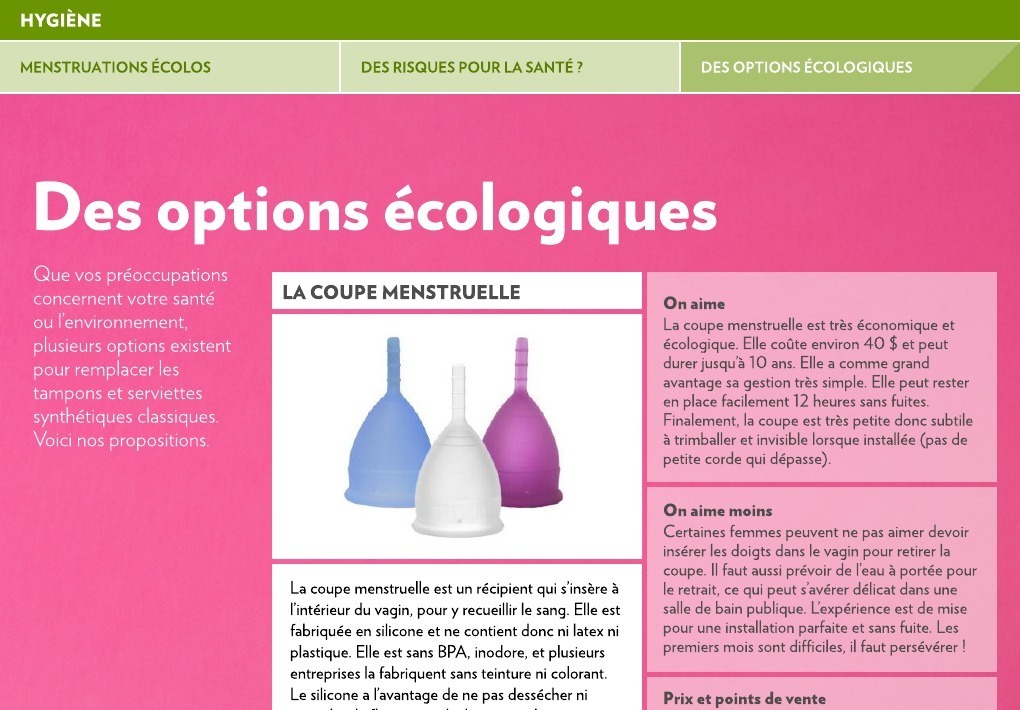Menstruations écolos - La Presse+