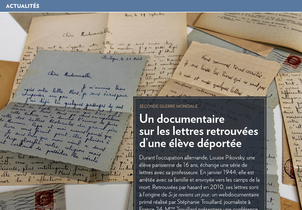 Si je reviens un jour : les lettres retrouvées de Louise Pikovsky - FRANCE  24