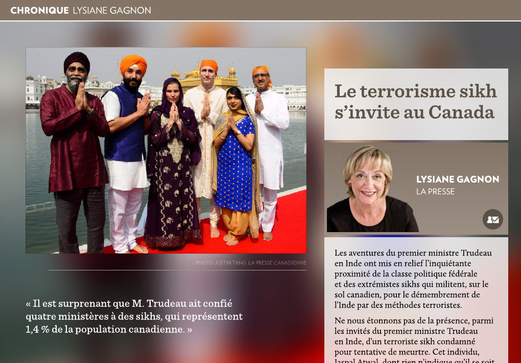 Le terrorisme sikh s'invite au Canada - La Presse+