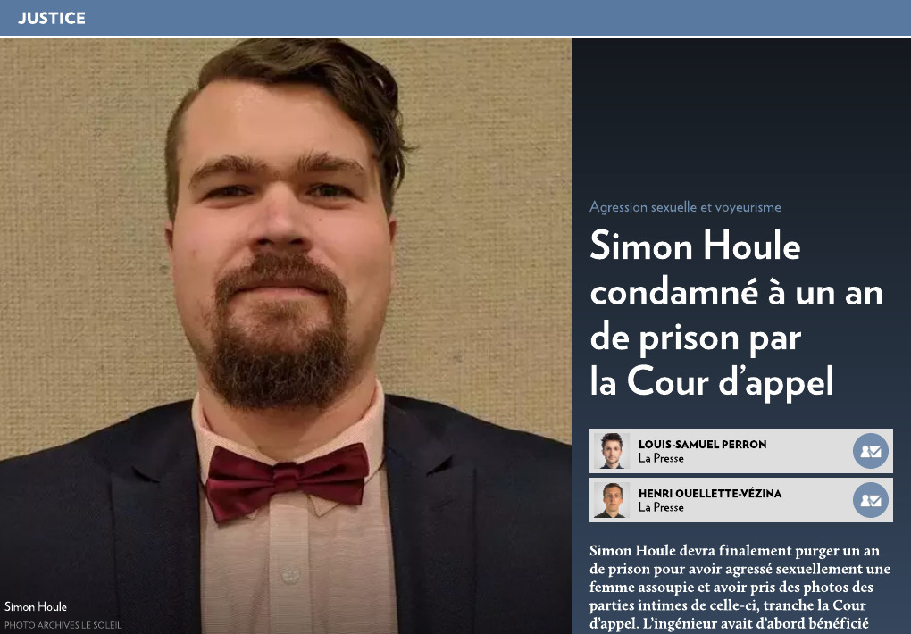 Simon Houle Condamné à Un An De Prison La Presse 1836