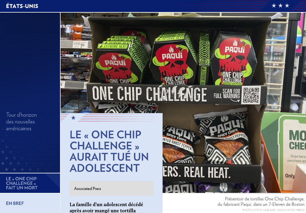 Un ado meurt après avoir participé au “One Chip Challenge”: le producteur  retire son produit des rayons, Monde