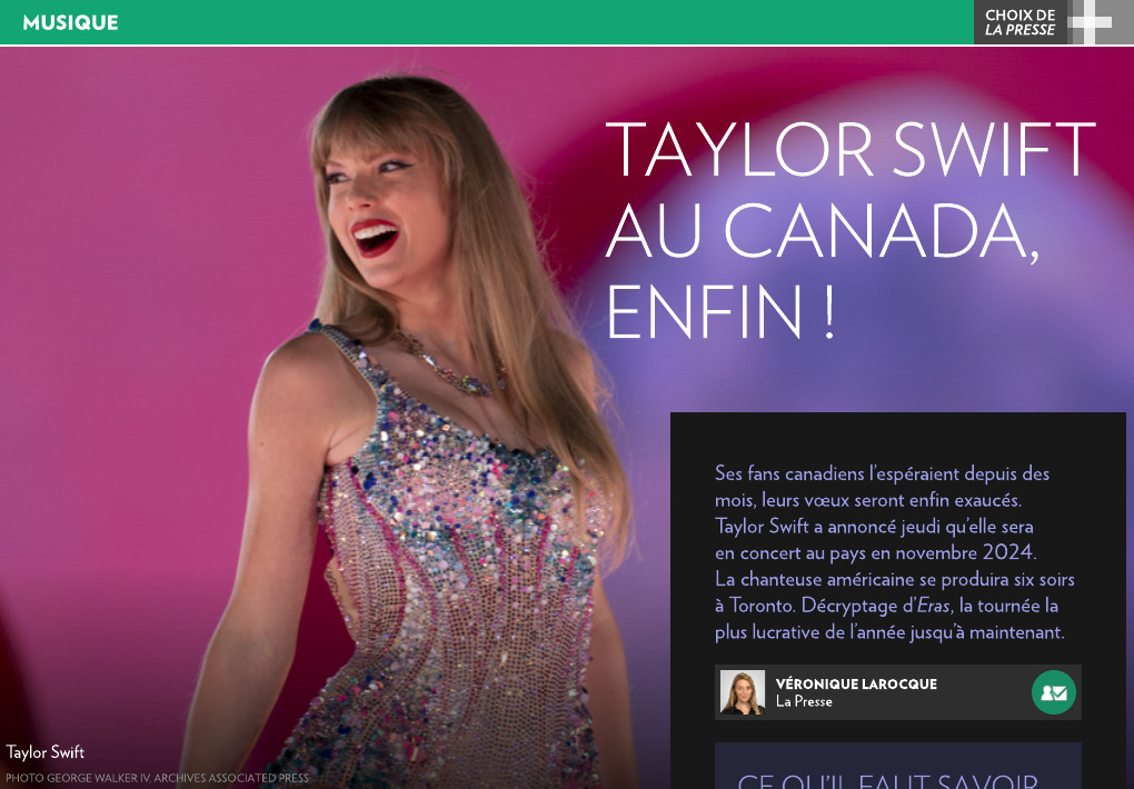 Taylor Swift au Canada, enfin ! - La Presse+